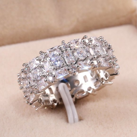 ✨ Fashion Dainty Gems Full Around Zircon Luxury Eternity Rings Women, PD172 - Picture 7 of 9